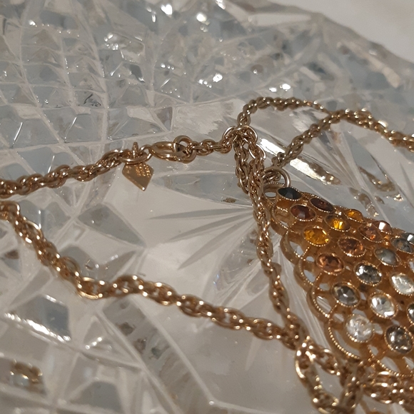 Sarah Coventry Vintage Necklace In Gold Tone With Rhinestones 24" Long Stamped, - Picture 5 of 11